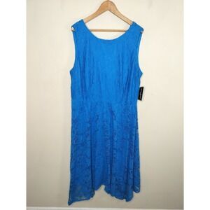 Jessica Howard Blue Floral Lace Dress Midi Party Cocktail